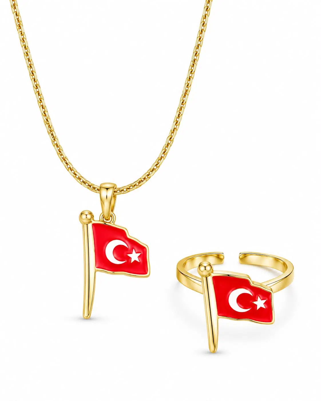 Kolye + Yüzük "Gönderli Bayrak"