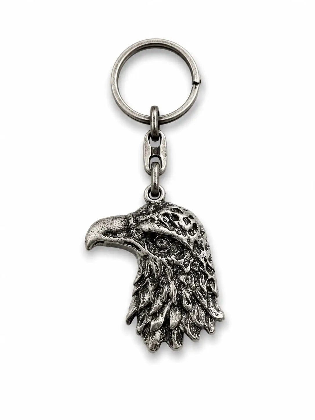 Metal Anahtarlık Kartal Baş Gümüş