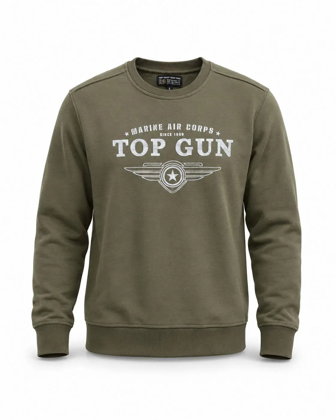 "Top Gun" Baskılı Sweat Haki