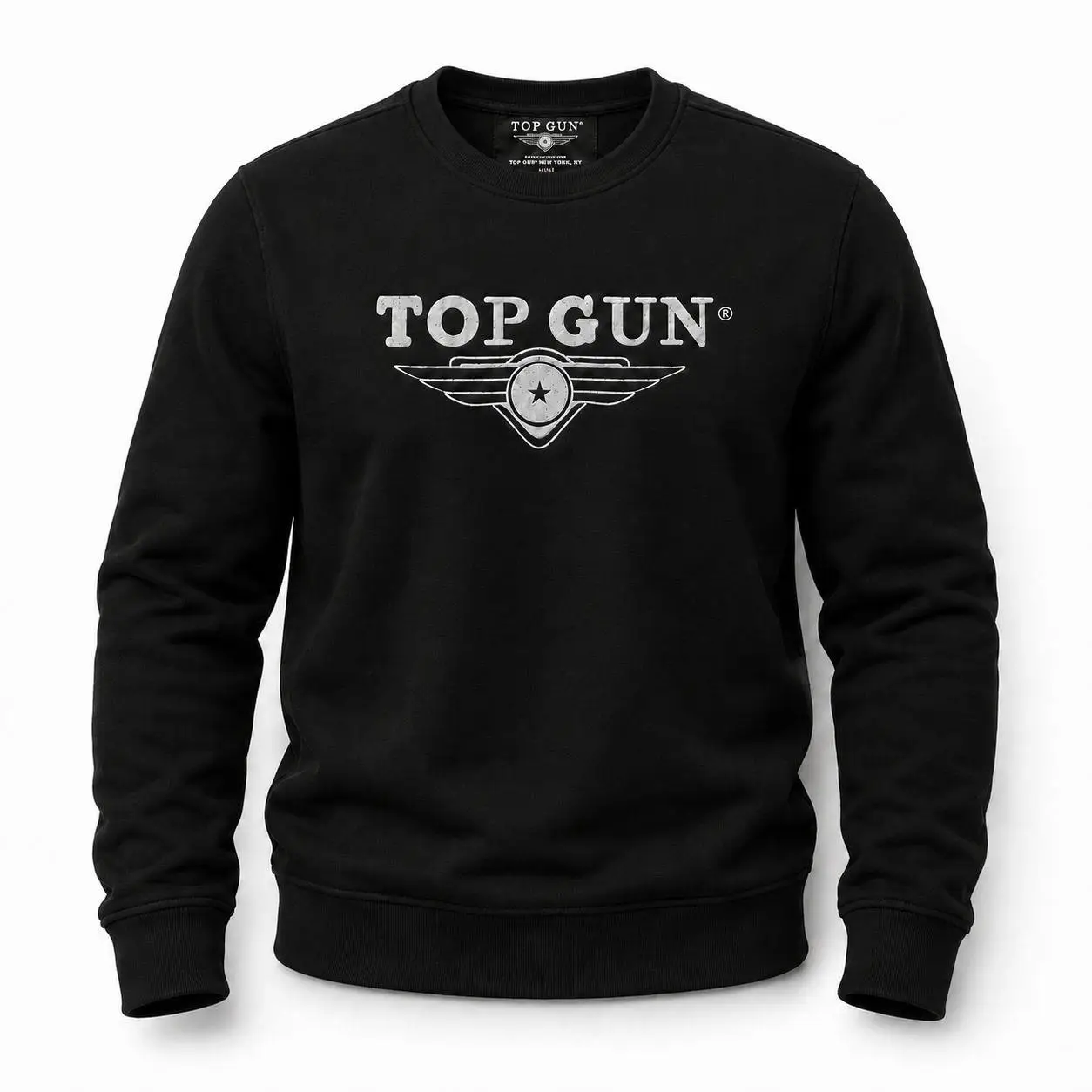 "Top Gun" Nakışlı Sweat Siyah