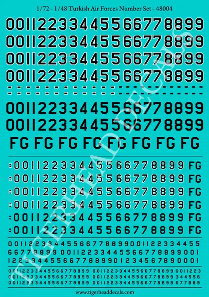 Turkish Air Forces Numbers Set ( 1/48 )