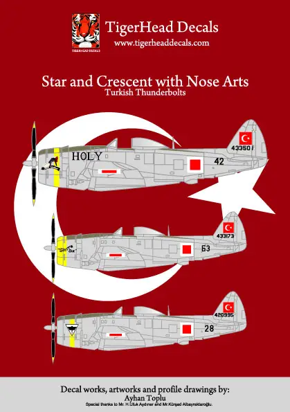 Turkish Air Forces P-47D Thunderbolt Stars and Crescent with Nose Arts ( 1/48 )